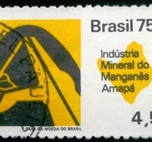 Selo postal do Brasil de 1975 Manganês U