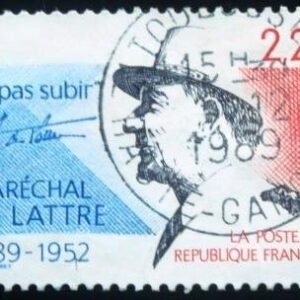 Selo postal da França de 1989 Marshal de Lattre de Tassigny