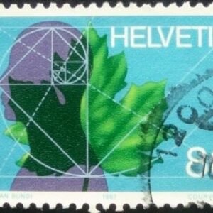 Selo postal da Suiça de 1987 Human leave & graphics