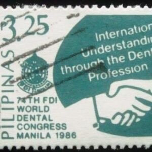 Selo postal das Filipinas de 1987 Handshake & Congress badge