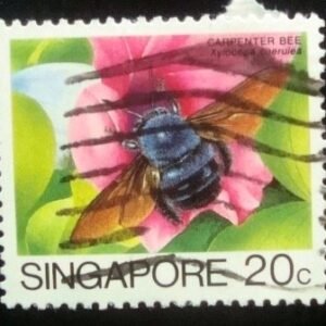 Selo postal de Singapura de 1985 Blue Carpenter Bee