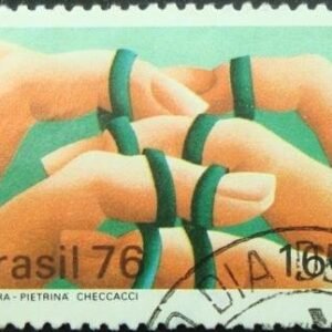 Selo postal do Brasil de 1976 Pintura Dedos