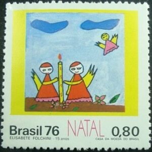 Selo Postal do Brasil de 1976 Anjos - C 961 N