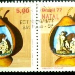 Par de selos do Brasil de 1977 Presépios Brasileiros Natividade