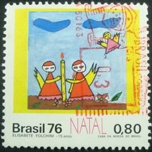 Selo Postal do Brasil de 1976 Anjos - C 961 U