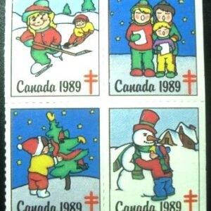 Quadra de selos Cinderella do Canadá de 1968 Natal Tuberculose