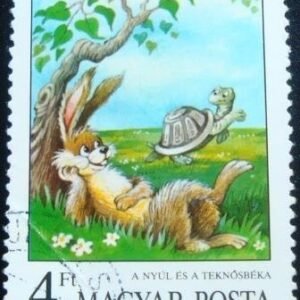 Selo postal da Hungria de 1987 The Tortoise and the Hare