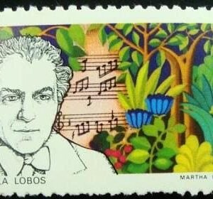 Selo postal do Brasil de 1977 Villa Lobos