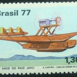 Selo postal do Brasil de 1977 Raid Jahu