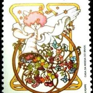 Selo postal do Brasil de 1977 Ação de Graças M