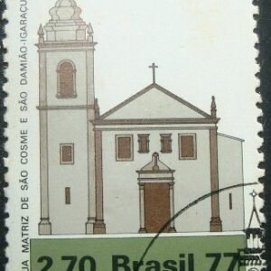 Selo postal do Brasil de 1977 Matriz Igaraçu - PE