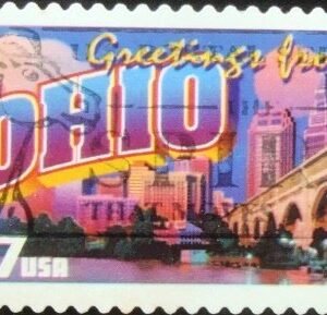 Selo postal dos Estados Unidos de 2002 Greetings from Ohio