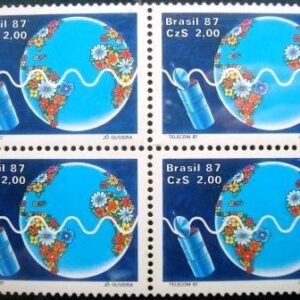 Quadra de selos postais do Brasil de 1987 Telecom 87