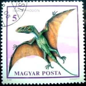 Selo postal da Hungria de 1990 Dimorphodon