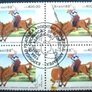 Quadra de selos postais do Brasil de 1988 ARBRAFEX 88