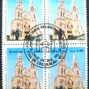 Quadra de selos postais do Brasil de 1990 Catedral de São João Batista