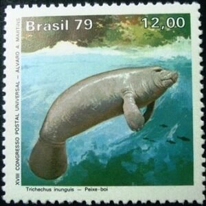 Selo postal do Brasil de 1979 Peixe-boi