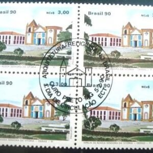 Quadra de selos postais do Brasil de 1990 Igreja Nossa Senhora da Vitória
