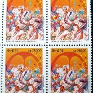 Quadra de selos postais do Brasil de 1991 Escola de Samba