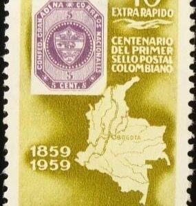 Selo postal da Colômbia de 1959 Stamps Centenary