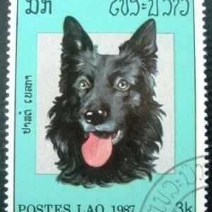 Selo postal do LAOS de 1987 Belgian Tervuren