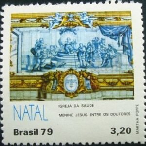 Selo postal de 1979 Menino Jesus entre os Doutores - C 1127 N