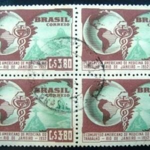 Quadra de selo postais do Brasil de 1952 Medicina do Trabalho