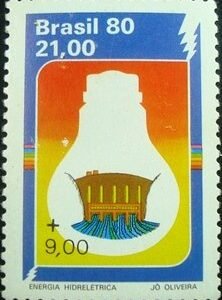 Selo postal do Brasil de 1980 Energia Hifrelétrica
