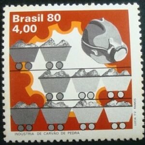 Selo postal do Brasil de 1980 Carvão de Pedra N