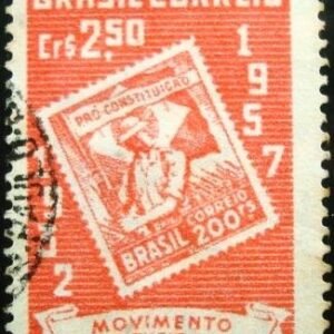 Selo postal do Brasil de 1957 Jubileu Revolução 32