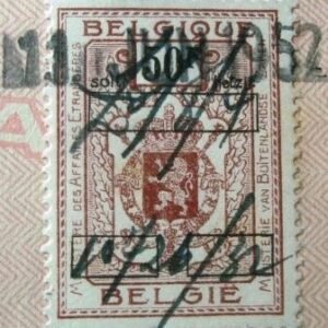 Página de passaporte da Bélgica de 1952