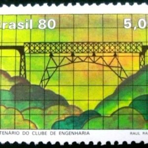 Selo postal do Brasil de 1980 Centenário do Clube de Engenharia