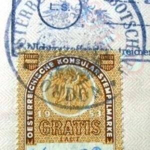 Página de passaporte da Áustria de 1958