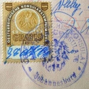 Página de passaporte da Áustria de 1960