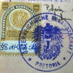 Página de passaporte da Áustria de 1961