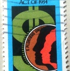 Selo postal dos Estados Unidos de 1984 Dollar Sign with Coin