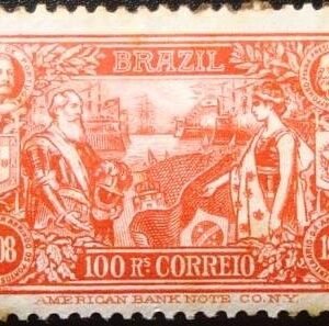 Selo postal do Brasil de 1908 Abertura dos Portos