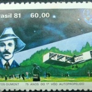 Selo postal do Brasil de 1981 Santos Dummont M