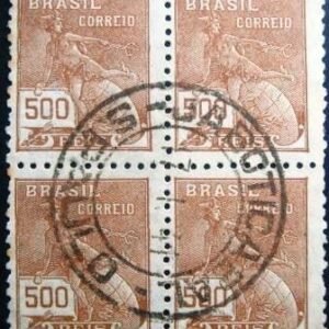 Quadra de selos postais do Brasil 1931 Globo 500rs