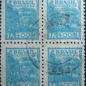 Quadra de selos postais do Brasil 1942 Agricultura 400rs