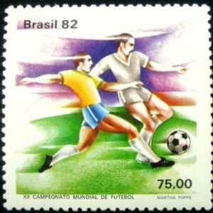 Selo postal do Brasil de 1982 Disputa de bola