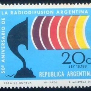Selo postal da Argentina de 1970 50 Years Broadcasting in Argentina