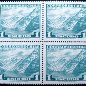 Quadra de selos postais do Chile de 1967 Lake Inca M QD