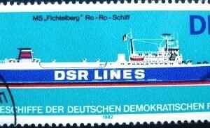 Selo postal da Alemanha Oriental de 1982 Ro Ro Ship Fichtelberg NCC