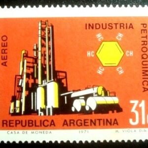 Selo postal da Argentina de 1971 Petrochemical Industry
