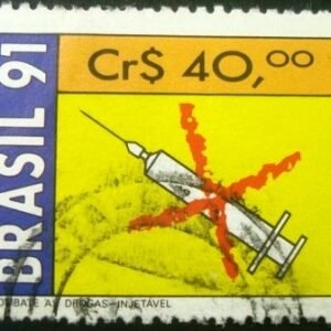 Selo postal do Brasil de 1991 Combate as Drogas Injetáveis