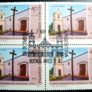 Quadra de selos postais da Argentina de 1970 Capilla de Sumampa