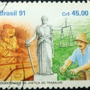 Selo postal de 1991 Justiça do Trabalho - C 1744 U