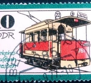 Selo postal da Alemanha Oriental 1982 Electric streetcar