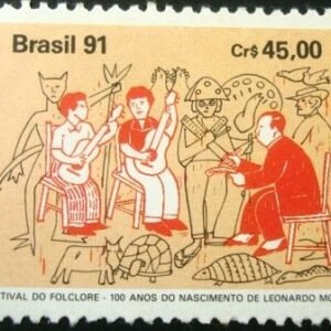 Selo postal do Brasil de 1991 Leonardo Mota N